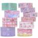 VEYLIN 10Rolls Gold Foil Washi Tape, Pastel Decorative Masking Tape for Gift Wrappings Pink Gold