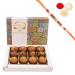 Ghasitaram Gifts Jaiccha Rakhi Gifts for Brothers - Assorted laddoos Box 12 Pcs with Pearl Beads Rakhi
