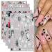 Pink Halloween Nail Stickers 10 Sheets Self-Adhesive Nail Decal Ghost Skull Witch Spider Pumpkin Nail Art Decoration Design Supplies