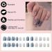 24Pcs Short Square Blue Marble French Tip Press On Nails for Women - Glossy Acrylic Fake Nails with Designs - Buy Online on GoSupps.com