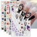 JMEOWIO 9 Sheets Halloween Nail Art Stickers Decals Self-Adhesive Ghost Pumpkin Purple Heart Nail Supplies Nail Art Design Decoration Accessories
