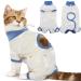 Dertrun cat surgery soft romper for female and male kitten surgical collar cone replacement anti-licks abdominal wound pile suit body suit after sterilization post-surgery.L blue