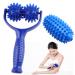 Massage roller with handle interchangeable massage scooter with 3 hedgehog ball massage ball self -massage roller massager fascia ball hedgehog ball foot massage for legs back poor shoulders muscle pain (blue)