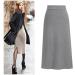 Sanahy Women's Ribbed Knit Split Midi Skirt - XL Gray | High Waist Bodycon Business Pencil Skirt - Buy Online on GoSupps.com