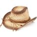 TOVOSO Shape-It Brim Western Cowboy Hat in Brown with Beads - Unisex Straw Cowboy Hat - Buy Online on GoSupps.com