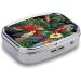 Pill Box with Tropical Plant Flowers Print - 2 Compartment Decorative Metal Pill Organizer for Pocket & Purse | International Shipping - Buy Online on GoSupps.com