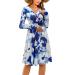 OUGES Womens V-Neck Long/Short Sleeve Casual Floral Maternity Dresses Nursing Gown Breastfeeding Dress with Pockets M Long Sleeve-floral C