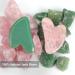 2PCS Natural Jade Gua Sha Stone Facial Massage Tool Set - Dark Green + Rose - Buy Online on GoSupps.com