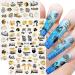 12 Sheets Beach Nail Art Stickers Decals Self Adhesive Coconut Summer Whale Fish Sea Ocean Shell Marine Life Summer Design Manicure Tips Nail Decoraci n para U as for Women Girls