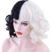 Cruella Deville Wigs Black and White Wigs Short Curly Wig & Wig Cap Wavy Curly Wigs Halloween Cosplay Party Wig for Women Men Halloween Decoration Cosplay supplies - Buy Online on GoSupps.com
