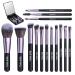 B&R MALL Makeup Brush Set with LED Mirror- Foundation Concealer Eyeshadow & More - Soft on Your Skin Lightweight & Perfect for Touch-Ups and On-the-Go Makeup (Purple Black). Makeup brushes