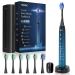 Sonic Electric Toothbrush for Adults Rechargeable Toothbrush with 6 Mode & 3 Intensity 40000VPM Toothbrush with 6 Brush Heads Travel Case 60 Days Battery Life Wireless Charging 2-Min Smart Timer Gradient Blue
