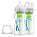 Dr.Brown's Natural Flow Anti-Colic Options+ Wide-neck baby bottle made of glass 9 oz/270 ml with slow suction cup of level 1 2-pack (packaging can vary) transparent 270 milliliters