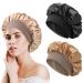 AliLeader Silk Hair Wrap for Sleeping 2Pcs Soft Silk Bonnet for Sleeping Colorful Satin Bonnet Sleep Cap for Curly Hair Hair Bonnet for Sleeping Bonnets for Black Hair (Black+Gold)