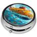 Ocean Flower Portable Metal Pill Box - Round Mini 3-Compartment for Travel | Black | Must-Have Travel Accessory - Buy Online on GoSupps.com
