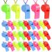 Belihome 72 pieces of plastic whistle children 5 colors plastic pipe sports pipes with converting colorful pipe plastic referee pipe sports pipes with adjustable for school sports