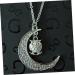 jojofuny Moon Necklace Moon Pendant Necklace Owl Pendant Necklace Owl European and American Decorate Light Blue 50*3.5cm - Buy Online on GoSupps.com