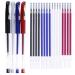 4 Colors Heat Erase Pens with 20 Pieces Heat Erasable Fabric Marking Free Refills for Sewing Quilting and Dressmaking