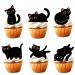 18pcs Cute Black Cat Cupcake Toppers for Boys Girls Pet Baby Shower Kitten Meow Party Supplies Favor Glitter Black Cat Themed Birthday Party Decorations