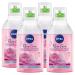 NIVEA Nivea Two-Phase Micellar Water with Oil and Rose Water Biphasic Organic Makeup Remover for Long-Lasting Makeup and Waterproof Delicate Face Wash on Eyes and Eyelashes - 4 x 400ml Bottles