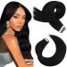 Moresoo Tape in Hair Extensions Black Human Hair Extensions Tape in Jet Black Tape in Extensions Real Hair 10 Inch 20 Pieces/30g #1B 10 Inch #1B