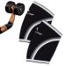 Compression Elbow Sleeves(Pair), 5mm Neoprene Elbow Barces for Weightlifting Powerlifting Tennis Golf and Basketball (Large, Black) Large Black