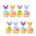 24pcs Butterfly Cupcake Toppers Butterfly Baby Shower Cupcake Toppers Colorful Glitter Butterfly Cake Decoration for Girl Garden Themed Birthday/Anniversary Party Supplies