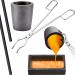 5 Pcs Clay Graphite Foundry Crucible Kit, Including 4Kg Clay Graphite Crucibles Gold Silver Graphite Ingot Mold 204 Stainless Steel Crucible Tongs 2 Pcs 12 Inch Stir Rod for Melting Casting Refining
