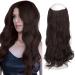 Feshfen Secrets hair extensions long wavy hair extensions invisible secret extensions synthetic hair invisible extension 1 breaths of hair for women 45 cm 45 cm-m01 reddish dark brown m01