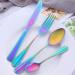 Cutlery Set 24 Pieces for 6 People Stainless Steel Retro Orange Red Flatware Set Traditional Elegant Vintage Tableware Stone Age Antique Style Fork and Spoon HUAN TAI 6set/24pcs Rainbow - Buy Online on GoSupps.com