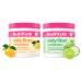 Daily Fiber Supplement Bundle with Added Collagen Probiotics & Electrolytes - Cucumber Lime Mint & Orange Yuzu Mandarin Flavors - Supports Digestive Health Debloating & Hydration - 32 Servings Total