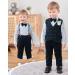 ZOEREA Baby Boy Gentleman Tuxedo Outfit Set | Formal Wedding Suit for Infant 12-18 Months | Long Sleeve Shirt, Suspender Pants, Vest, Bowtie, Boutonniere | Blue - Buy Online on GoSupps.com
