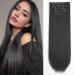 YDDM Hair Extensions Clip in Extensions Black smooth hair extension full of head like real hair hair extreme clips cheap clip extensions synthetic hair part for women (24-inch 4PCs) 24 inch-straight a (1b#)