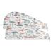 Marine Pattern Dry Hair Cap 2 Piece Quick Drying Towel Set with Button Headband Super Absorbent Soft & Comfortable