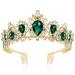Didder Baroque Vintage Tiara  Green Crystal Crown Tiaras for Women Royal Gold Crowns for Women Tiaras for Girls Tiara Headband Hair Accessories for Bridal Wedding Prom Birthday Party