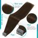 FSHINE Dark Brown Real Hair Extensions Tape - 50cm 50g 20 Pieces Remy Invisible Adhesive #4 Straight Hair Extensions - Buy Online on GoSupps.com