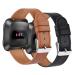 2 Pack BOTNUW Leather Bands Compatible with Fitbit Versa 2 Bands / Versa Bands / Fitbit Versa SE / Versa Lite Wristbands Fitness Smart Watch, Soft Replacement Leather Strap Bands for Women Men black&brown