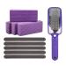 4-pack foot pumice stone yucool exfoliator pedicure file block callus remover scrubber with 1 piece of stainless steel foot riper and 5 pieces of nail files 100/180 Grit-Lila