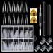 Nail Dual Forms for Polygel 120Pcs Stiletto Shape Extension Gel Nail Molds Clear Acrylic Nail Tips 100Pcs Nail Forms Stickers for Polygel with Dual-Ended Nail Brush and Nail File 1 Count (Pack of 1)