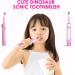 Kids Dinosaur Sonic Electric Toothbrush with Timer - 5 Modes, 8 Heads, Rechargeable - Ages 3-12 - Pink - Buy Online on GoSupps.com