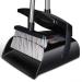 Broom and Dustpan Set for Home with Lid Indoor Upright Dustpan and Broom Combo Dust Pan with Long Handle Standing Sweeper Angle Broom Sweeping Room Office Garden Kitchen Floor Kids Pet Hair Dark Black
