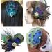 Bohemian Peacock Feather Hair Clip - Elegant Wedding Hair Accessory (Style 3) - Buy Online on GoSupps.com