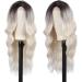 Long Wavy Wig Ombre Platinum Blonde Wigs for Women 24 Inch Middle Part Curly Synthetic Hair Natural Looking Heat Resistant Fiber for Daily Party Use (Ombre Platinum Blonde) - Buy Online on GoSupps.com