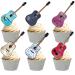 18pcs Glitter Popular Singer Guitar Dessert Cupcake Topper Cheer to Worldwide Concert Theme Decor Pick for Fan Men Women Happy Birthday Party Decorations Supplies