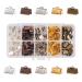 PH PandaHall 400PCS 5 Color Iron Ribbon Ends Bracelet Bookmark Pinch Clamp Cord Ends Fasteners Clasp Leather Crimp Ends Choker Jewelry Making Findings 10x7mm