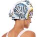 Purple Blue Yellow Seashells Hair Towel 2 Pack - Super Absorbent Quick Dry Hair Turbans with Button Twist for Women & Girls - Buy Online on GoSupps.com