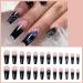 Justotry 24-Piece Black French Coffin Nails with Butterfly Designs - Press-On Ballerina Nails for Women - Buy Online on GoSupps.com
