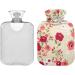 Naanle 2L Hot Water Bottle with Cover - Red Spring Flowers | Heat Therapy for Back Pain Relief & Hand/Foot Warmer | Hot & Cold Therapy - Buy Online on GoSupps.com
