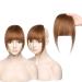 Silk-co Hair Bangs Clip in #06 Light Brown One Piece Hair Fringe Front Bangs Remy Human Hair Extensions with Temples