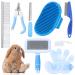 8 PCS Rabbit Grooming Kit, Rabbit Brush, Small Animal Pets Grooming Kits Include Pet Grooming Shedding Slicker Brush, Bath Massage Glove Brush, Nail Clipper, Flea Comb, Pet Double-Sided Comb for Rabbits Guinea Pigs Hamster Bunny(blue) (One Size, bule) One